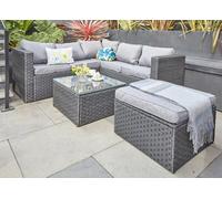 Garden Outdoor Furniture Black Rattan 6 Seat Sofa Set With Table & Rain Cover