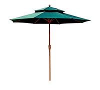 Garden Outdoor Parasol, 270cm Double Top Table Market Umbrella Easy Crank Open, for Beach Pool Patio Good (Green A)