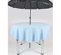 Garden Outdoor Patio Polyester Tablecloth with Hole for umbrella/Parasol (Baby Blue, 48" Diameter (121cm))