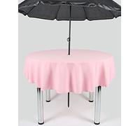 Garden Outdoor Patio Polyester Tablecloth with Hole for umbrella/Parasol (Baby Pink, 48" Diameter (121cm))