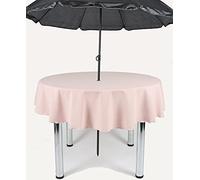 Garden Outdoor Patio Polyester Tablecloth with Hole for umbrella/Parasol (Blush Pink, 58" Diameter (147cm))
