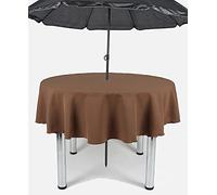 Garden Outdoor Patio Polyester Tablecloth with Hole for umbrella/Parasol (Brown (Taupe), 48" Diameter (121cm))