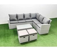 Garden Outdoor Rattan Furniture Set 8 Seater Rattan Garden Sofa Set Fimous Light Grey One Size
