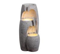 Garden Outdoor Water Feature, Modern 3-Tier Cascading Urn Water Fountain, With LED Lights, Grey Teamson Home Grey One Size