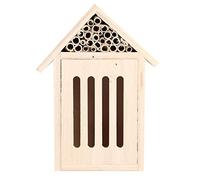 Garden Outdoor Wooden Bee House Room Shelter Nesting Box Decoration for Attracting Beneficial in Garden Made of Natural Candlenut Wood Available in Three Sizes (C Type)