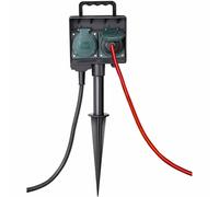 Garden Outlet External Socket Energy Distributor 2f Black 1,4m IP44 With Spike
