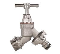 Garden Outside Tap 1/2 & 3/4 Quick Connector Hose Plug Various Models Lever (Nickel Plated Brass Bib (Barbed), 3/4")