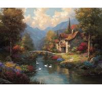 Garden Paint by Numbers for Adults, Lake Painting by Number Canvas Kits Without Frame, Easy DIY Acrylic Painting for Kids Beginners, Home Wall Decor, Gifts for Women, 50x70 cm/20x28 inch-#450k