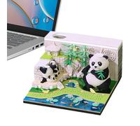 Garden Panda Time Piece Calendar 2026, Functional & Practical, 9x9x5cm/3.54x3.54x1.97 Inches, Artistic Desk Calendar, Apartment Desk Memo Pad, Versatile Decoration, For School