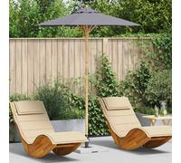 Garden Parasol 180x180cm Round Bamboo Frame Dark Grey UV-Resistant Patio Covered