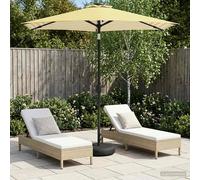 Garden Parasol 2.3x2.3m Yellow White Polyester Solar LED Tilt UV Protection Base