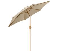 Garden Parasol 2.4m Tilting Outdoor Umbrella Steel Pole Wood Effect Finish UV30+ Christow Brown One Size