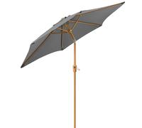 Garden Parasol 2.4m Tilting Outdoor Umbrella Steel Pole Wood Effect Finish UV30+ Christow Grey One Size