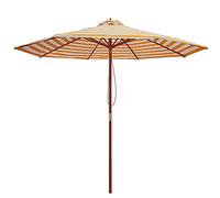 Garden Parasol,2.7m/8.9ft Outdoor Patio Table Umbrella,Striped Beach Wooden Heavy Duty Market Umbrella,Garden Umbrella,Portable Camping Umbrella