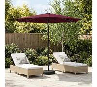 Garden Parasol 2.7x2.7m Bordeaux Red Polyester Canopy Solar LED Tilt 270cm Base