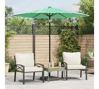 Garden Parasol 223x223x213cm Crank Green Polyester Canopy Steel Pole Straw Tops