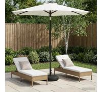 Garden Parasol 226x226cm Cream Polyester Solar LED Tilt Umbrella with heavy Base