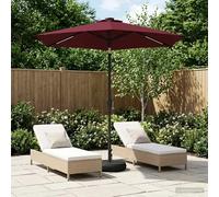 Garden Parasol 226x226cm Polyester Bordeaux Red Solar LED Tiltable Sandbag Base