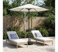 Garden Parasol 226x226cm Rectangular Cream Polyester 6-Rib Pop-Up Vent with Base