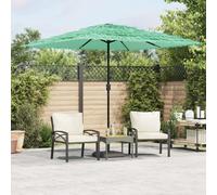 Garden Parasol 248x248x248cm Green Polyester Straw 8-Layer Crank 38mm Outdoor UV
