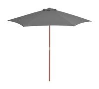 Garden Parasol 270cm Anthracite Polyester Bamboo & Hardwood 38mm Pole 6Ribs UV50