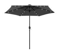 Garden Parasol 270cm Anthracite Polyester Canopy Aluminium Pole w/18 LED Solar.
