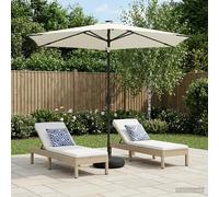 Garden Parasol 270x270cm Cream Polyester Solar LED Tilt With 6-Rib Sandbag Base