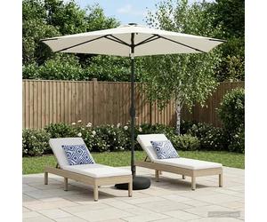 Garden Parasol 270x270cm Cream Polyester Solar LED Tilt With 6-Rib Sandbag Base