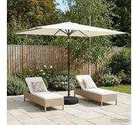 Garden Parasol 290x190cm Cream Polyester UV Solar LED Tilt Weighted Sandbag Base