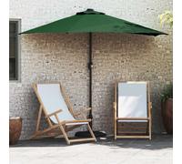 Garden Parasol 294x150x224cm Green Polyester Steel Solar LED Collapsible Manual