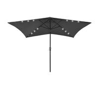 Garden Parasol 2x3m Anthracite Polyester Steel Pole Solar LEDs 18pcs 200x300 UV