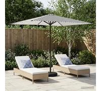 Garden Parasol 2x3m Rectangular Polyester Black/White UV Pop-Up Steel Frame Vent