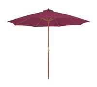 Garden Parasol 300 cm Bordeaux Red Polyester Canopy Bamboo/Hardwood Pole Crank.