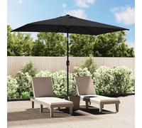 Garden Parasol 300x200cm Black Polyester & Steel Pole, Crank Tilt UV Vent 6-Rib