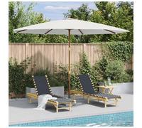 Garden Parasol 350cm Sand White Polyester Canopy Bamboo & Hardwood Pole 48mm UV