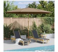 Garden Parasol 350cm Taupe UV Polyester 240cm H 48mm Wood Pole Air Double Pulley