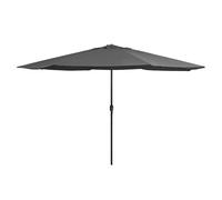 Garden Parasol 390cm Anthracite Polyester Canopy Metal Pole Crank 8-Rib Sunshade