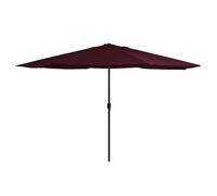 Garden parasol 390cm Bordeaux Red Polyester Canopy Metal Pole Crank 8 Ribs Firm