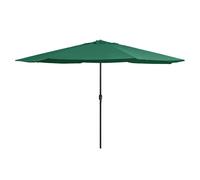Garden Parasol 390cm Green Polyester Canopy Metal Pole 8-Rib Crank Vent UV247cm