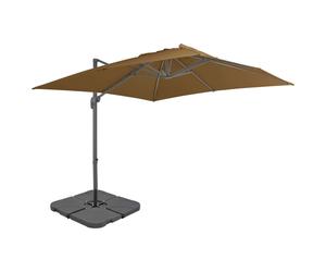 Garden Parasol 3x3m Taupe UV-Resistant Canopy Aluminium Pole Crank Base Fillable