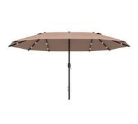 Garden Parasol 4.4m Double-Sided Sun Umbrella Patio Parasol LED Solar Lights Khaki