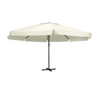 Garden Parasol 600cm Sand White PA-Coated Polyester Canopy Aluminium Pole Crank