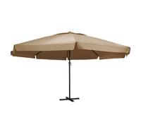 Garden Parasol 600cm Taupe Polyester Canopy Aluminium 58mm Pole Crank Vent 8Ribs