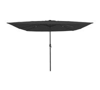 Garden Parasol Anthracite 295x295cm Polyester LED Lights Collapsible UVResistant
