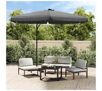 Garden Parasol Anthracite 300cm Polyester Canopy Steel Pole Crank Air Vent 6Ribs