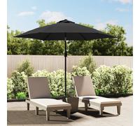 Garden Parasol Anthracite 300cm Polyester Canopy Steel Pole Solar LED Tilt Crank