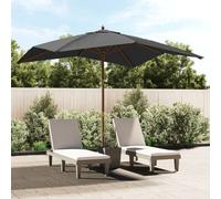 Garden Parasol Anthracite 300x300x273 cm UV Polyester Hardwood Pole Vent 8 Ribs