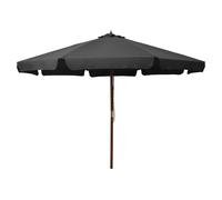 Garden Parasol Anthracite 330cm Polyester Canopy Wooden Pole 48mm Double Pulley