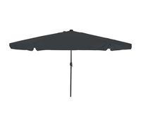 Garden Parasol Anthracite 395x395cm Polyester Round LED Outdoor Shade tilt 245cm