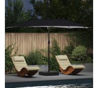 Garden Parasol Anthracite Polyester Double-Sided 385x209x244 cm LED Lights Base